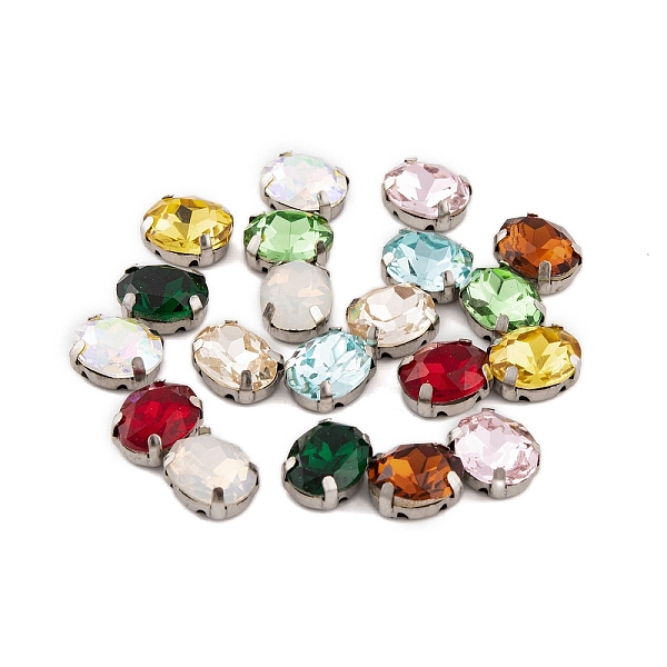 

PandaHall Sew on Rhinestone, K9 Glass Rhinestone, Platinum Tone Brass Prong Settings, Garments Accessories, Faceted, Oval, Mixed Color..., Multicolor