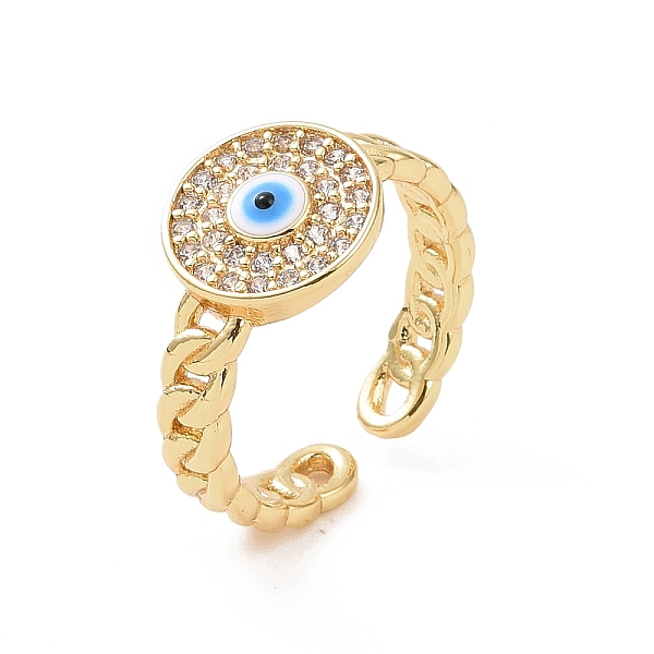 

PandaHall Real 18K Gold Plated Brass Micro Pave Cubic Zirconia Open Rings, Enamel Evil Eye Cuff Rings for Women, White, 4mm, Inner Diameter...
