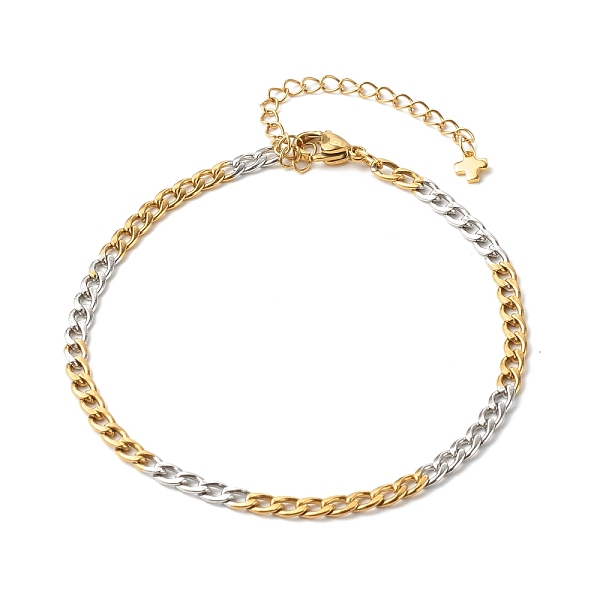 

PandaHall Two Tone 304 Stainless Steel Curb Bracelets, with Chain Extenders, Golden & Stainless Steel Color, 8-1/2 inch(21.5cm) 304...