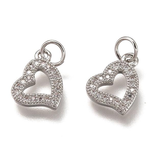 

PandaHall Brass Micro Pave Clear Cubic Zirconia Charms, Cadmium Free & Lead Free, Long-Lasting Plated, Heart, Platinum, 9x12x2mm, Hole: 3mm...