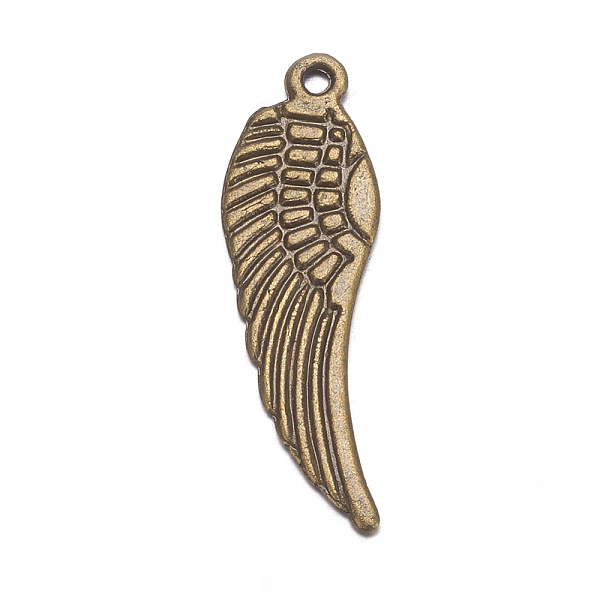 PandaHall Tibetan Style Alloy Pendants, Lead Free and Cadmium Free, Wing, Antique Bronze, Size: about 30mm long, 9mm wide, 1.5mm thick, hole...