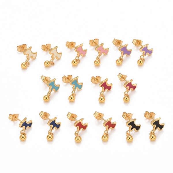 

PandaHall 304 Stainless Steel Enamel Stud Earrings, with 316 Stainless Steel Pin, Dog, Mixed Color, 15x10mm, Pin: 0.7mm 304 Stainless Steel..., Multicolor