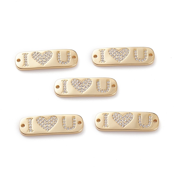 

PandaHall Brass Micro Pave Clear Cubic Zirconia Links Connectors, for Valentine's Day, Oval with Heart, Real 18K Gold Plated, 8.5x27x1.5mm...