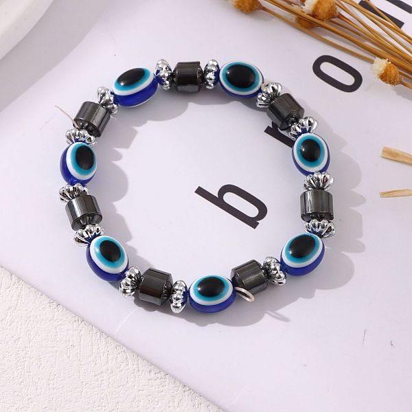 

PandaHall Devil's Eye Bracelet Fatima Palm Bracelet Alloy Eye Men's and Women's Handwear