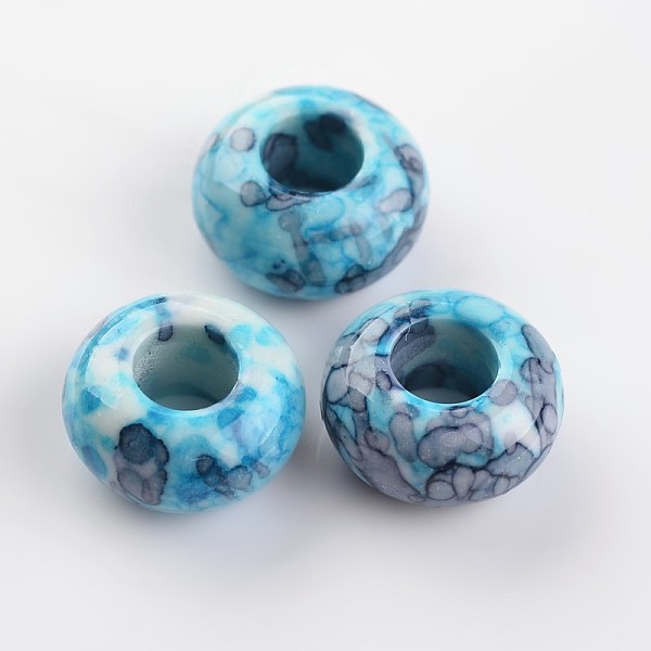 

PandaHall Dyed Rondelle Natural Ocean White Jade Beads, Large Hole Beads, Deep Sky Blue, 15x8mm, Hole: 6mm Ocean White Jade Rondelle