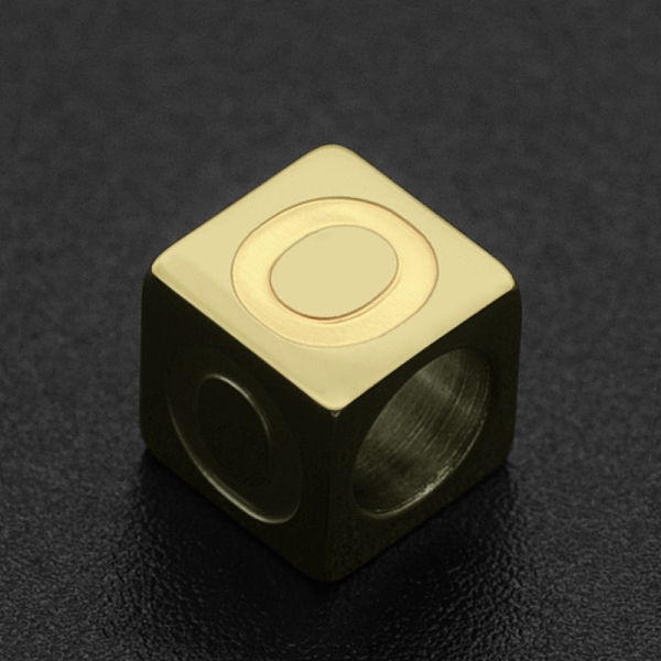 

PandaHall 201 Stainless Steel European Beads, Large Hole Beads, Horizontal Hole, Cube, Golden, Letter.O, 7x7x7mm, Hole: 5mm 201 Stainless...