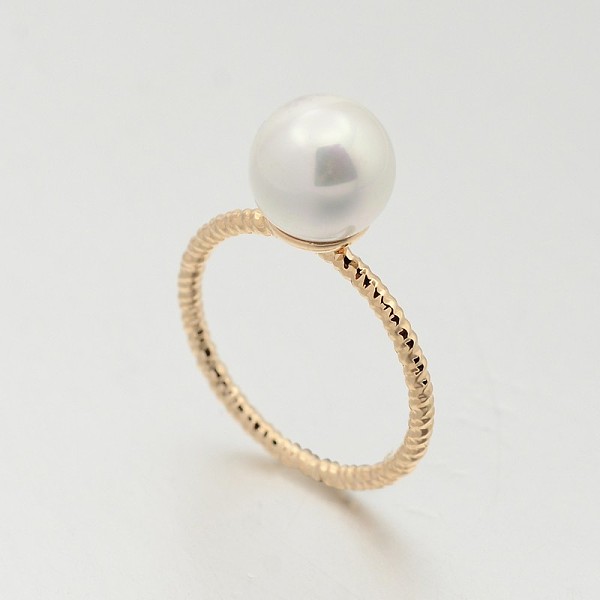 

PandaHall Brass Acrylic Pearl Finger Rings for Wedding Jewelry, Rose Gold, 16mm Brass+Acrylic White