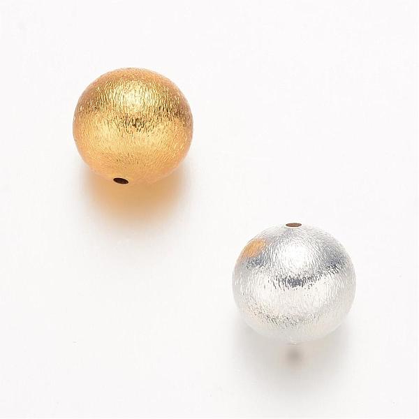 

PandaHall Round Matte Brass Beads, Mixed Color, 14mm, Hole: 2mm Brass Round