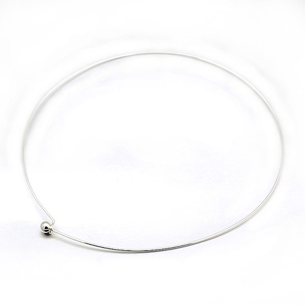 

PandaHall Brass Necklace Making, Rigid Necklaces, Silver Color Plated, 140mm Brass