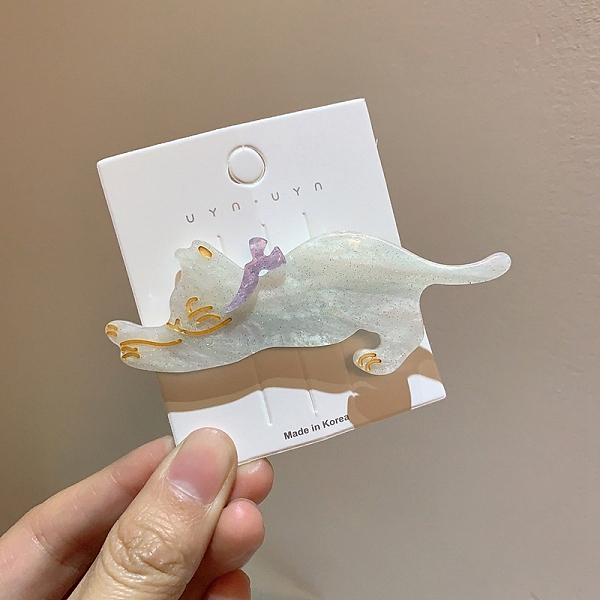 

PandaHall Glitter Cat Acrylic Alligator Hair Clips, with Platinum Plated Iron Clip, for Women and Girls, WhiteSmoke, with Random Color..., White
