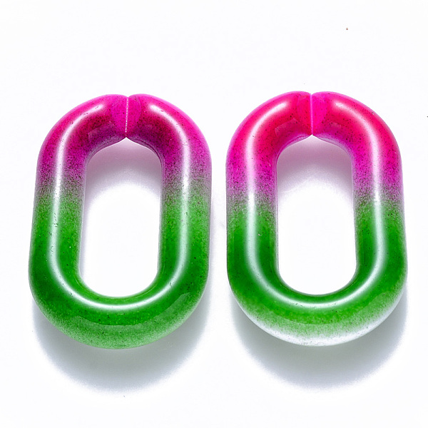 

PandaHall Two Tone Opaque Acrylic Linking Rings, Quick Link Connectors, for Cable Chains Making, Oval, Green, 39x23.5x7mm, Inner Diameter...
