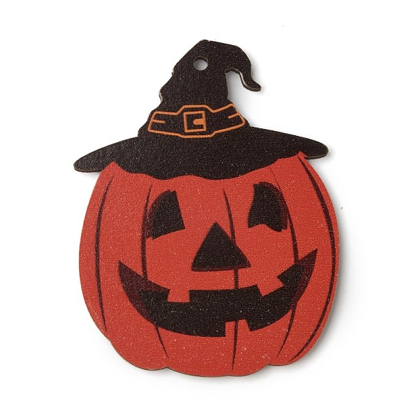 

PandaHall Natural Wood Big Pendants, for Halloween, Pumpkin, Colorful, 97x75x4mm, Hole: 4mm Wood Pumpkin
