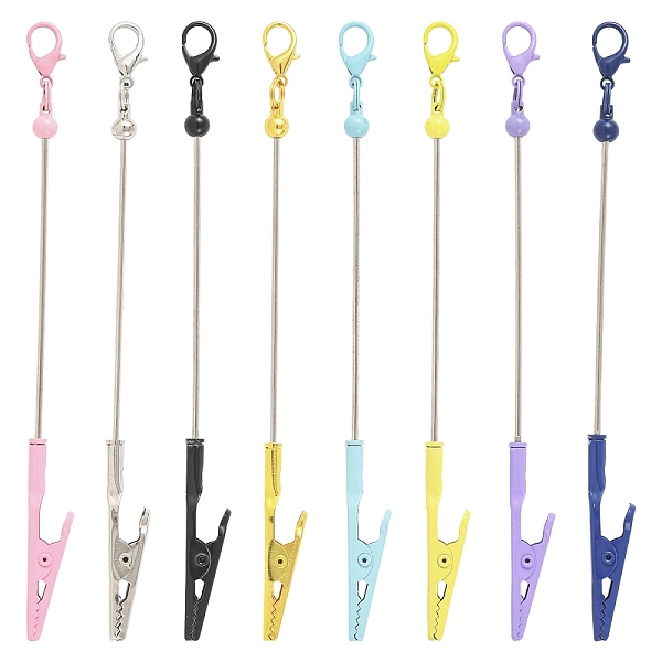 8Pcs 8 Colors Alloy Bracelet Tool Jewelry Helper Beadable Alligator Clip-image-AJEW-YW0002-08-en