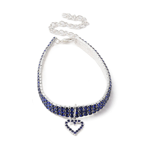 

PandaHall Adjustable 3-Row Iron Rhinestone Cup Chain Pet Collars, Slider Heart Pendant Cat Dog Choker Necklace, Capri Blue, 258mm Iron Heart..., Cyan