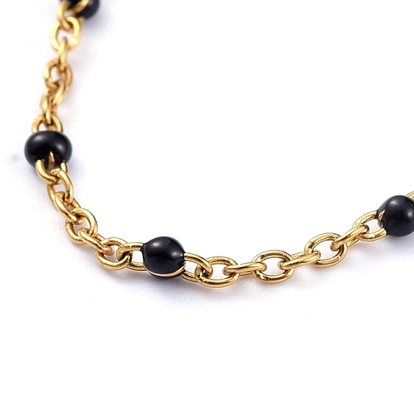 

PandaHall Stainless Steel Enamel Cable Chains Necklaces, with Twisted Chains/Curb Chains and Lobster Claw Clasps, Golden, 15.94 inch(40.5cm)..., Black