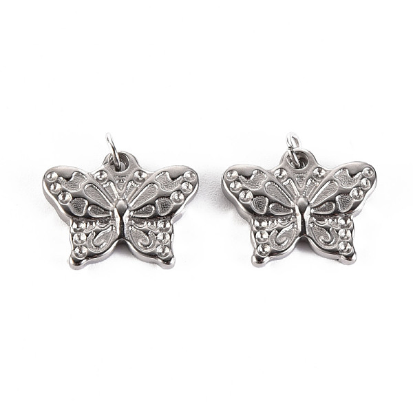

PandaHall 304 Stainless Steel Pendants, with Jump Rings, Butterfly, Stainless Steel Color, 12x15x2mm, Hole: 2.8mm 304 Stainless Steel...