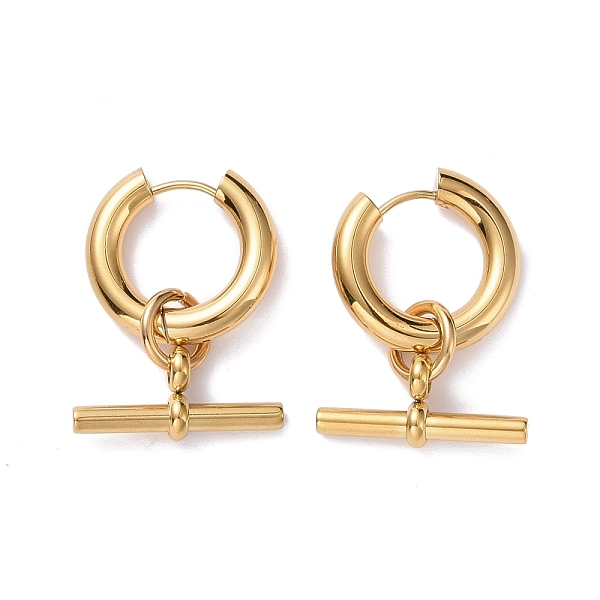 

PandaHall 304 Stainless Steel Horizontal Bar Dangle Hoop Earrings for Women, Golden, 29x20x4mm, Pin: 1mm 304 Stainless Steel Column