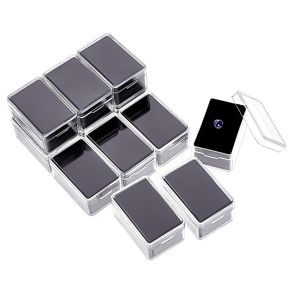 

PandaHall Rectangle Clear Plastic Loose Diamond Display Boxes, Small Jewelry Storage Case with Sponge, Black, 5.7x3.7x2.8cm Plastic...