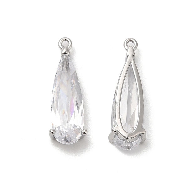 

PandaHall Platinum Brass Pendant, with Glass, Teardrop Charms, Clear, 18.5x6x4mm, Hole: 0.9mm Brass+Glass Teardrop Clear