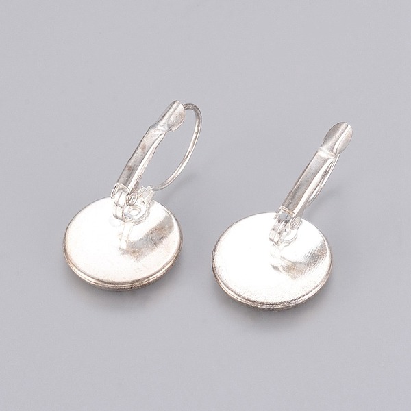 

PandaHall Brass Leverback Earring Findings, Lead Free and Cadmium Free, Silver Color Plated, 25~27x16mm, Tray: 14mm Brass