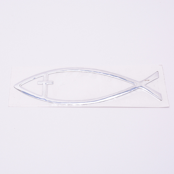 

PandaHall Waterproof PVC Adhesive Sticker Car Stickers, Fish with Word Jesus, for DIY Car Decorations , Silver, 15x4.8x0.1cm Plastic Fish...