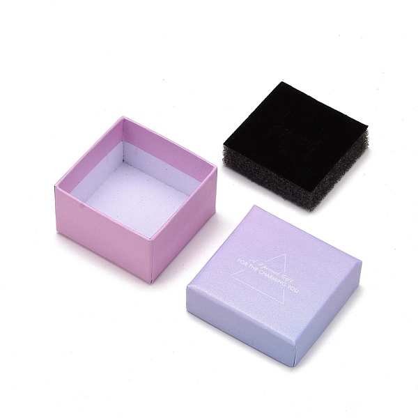 

PandaHall Cardboard Jewelry Boxes, with Black Sponge Mat, for Jewelry Gift Packaging, Square with Word, Lilac, 5.3x5.3x3.2cm Paper Word..., Purple