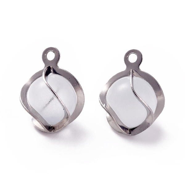 

PandaHall Cat Eye Pendants, with 304 Stainless Steel Findings, Round, Stainless Steel Color, 13x8.5x7.5mm, Hole: 1.2mm Stainless Steel+Cat...