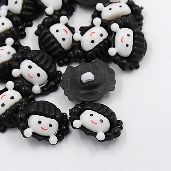 

PandaHall Acrylic Shank Buttons, 1-Hole, Dyed, Doll, Black, 22x17x5mm, Hole: 2mm Acrylic Doll Black