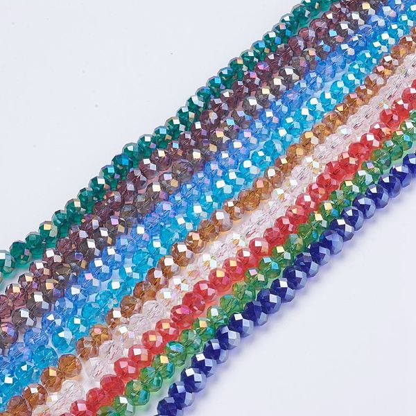 

PandaHall Electroplate Glass Beads, Mixed Color, AB Color Plated, Faceted Rondelle, 6mm in diameter, 4mm thick, hole: 1mm, about..., Multicolor