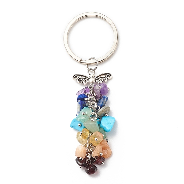 

PandaHall Natural & Synthetic Gemstone Beaded Keychain, with Brass, Iron, 304 Stainless Steel & Alloy Findings, Wings, 9.5cm Mixed Stone...