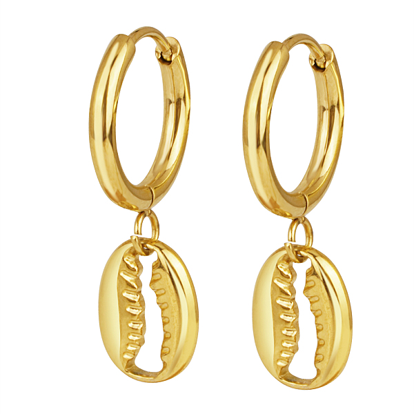 

PandaHall Summer Beach Shell Shape Stainless Steel Huggie Hoop Dangle Earrings for Women Stainless Steel Shell Shape