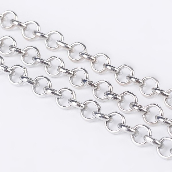 

PandaHall Iron Rolo Chains, Belcher Chain, Unwelded, Platinum Color, with Spool, Nickel Free, Link: 5mm in diameter, 1.5mm thick, about...