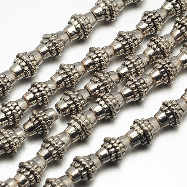 

PandaHall Tibetan Style Bicone Alloy Bead Strands, Lead Free & Cadmium Free & Nickel Free, Antique Silver, 10x8mm, Hole: 2mm, about...