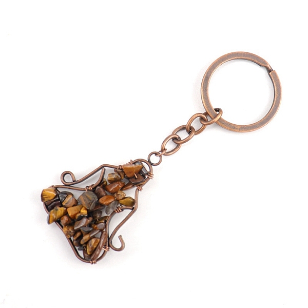 

PandaHall Copper Wire Wrapped Natural Tiger Eye Chips Yoga Pendant Keychains, for Car Key Backpack Pendant Accessories, 10x4.5cm Tiger Eye...