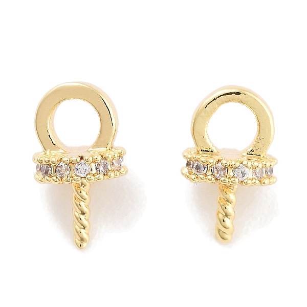 

PandaHall Brass Clear Cubic Zirconia Peg Bails, Real 18K Gold Plated, 9mm, Hole: 2.5mm, Pin: 1mm Brass+Cubic Zirconia Clear