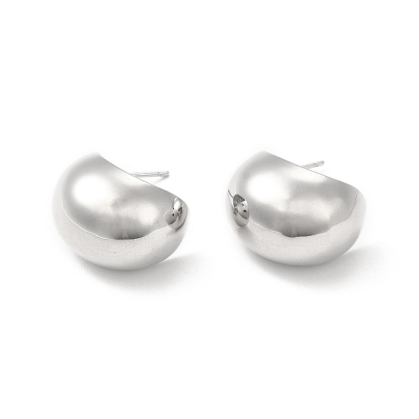 

PandaHall Rack Plating Brass Chubby Stud Earrings for Women, Long-Lasting Plated, Cadmium Free & Lead Free, Half Round, Platinum, 15x20mm...