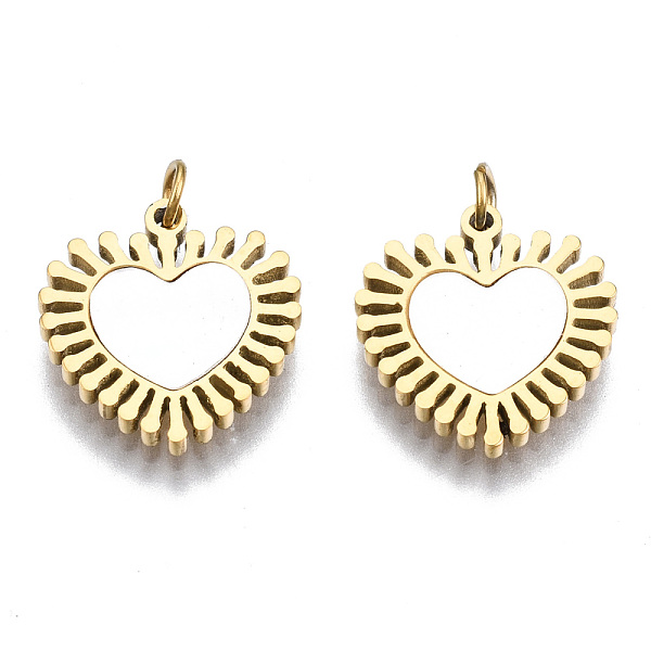 

PandaHall 316 Surgical Stainless Steel Charms, with Shell and Jump Rings, Heart, Real 14K Gold Plated, 12.5x12x1.5mm, Jump Ring: 3.4x0.5mm...