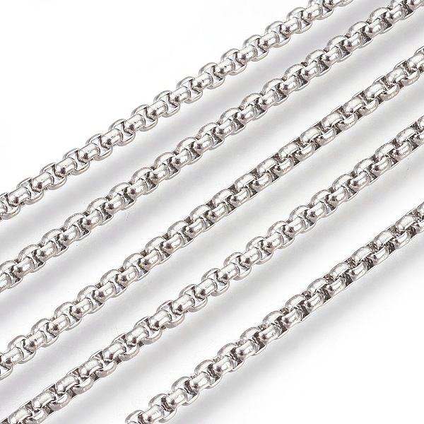 

PandaHall 304 Stainless Steel Box Chains, Unwelded, Stainless Steel Color, 3mm 304 Stainless Steel