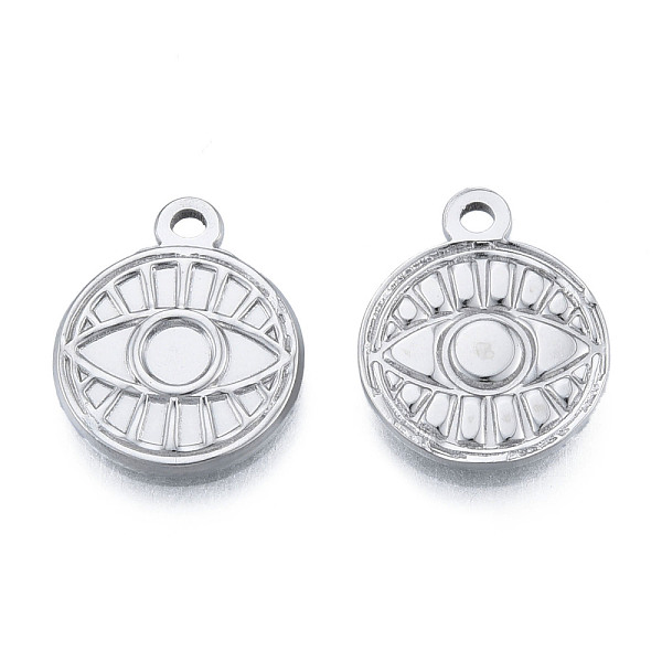 

PandaHall 201 Stainless Steel Pendants, Flat Round with Eye, Stainless Steel Color, 19x15x2mm, Hole: 1.8mm 201 Stainless Steel Flat Round