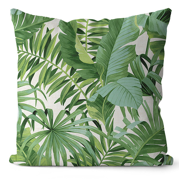 PandaHall Green Series Polyester Throw Pillow Covers, Cushion Cover, for Couch Sofa Bed, Square, Leaf, 450x450mm Polyester Leaf