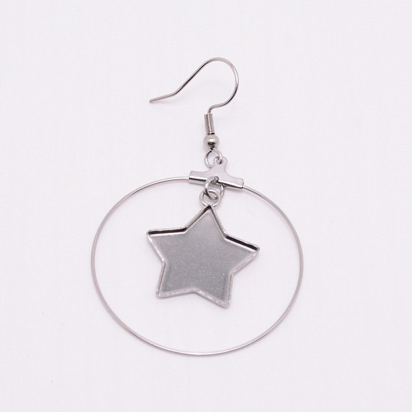 

PandaHall Stainless Steel Dangle Earrings, Star, Stainless Steel Color, 60x37x17mm, Pin: 0.8mm, Pendant: 40x37x1.2mm, Tray: 16x16mm...