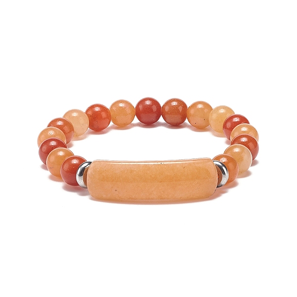 

PandaHall Natural Red Aventurine Beaded Stretch Bracelet, Gemstone Jewelry for Women, Rectangle Bar Charm Bracelets, Inner Diameter: 2-1/8...