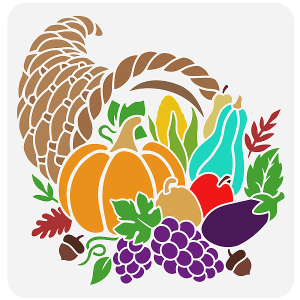 

PandaHall PET Hollow Out Drawing Painting Stencils, for DIY Scrapbook, Photo Album, Vegetable Pattern, 30x30cm Plastic Vegetables