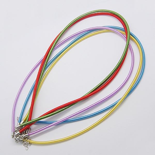 

PandaHall Silk Cord Necklaces Making, with Brass Lobster Clasps, Platinum, Mixed Color, 17 inch~18 inch Silk Multicolor
