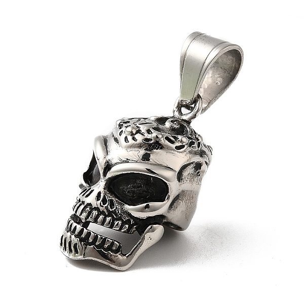

PandaHall 304 Stainless Steel Pendants, Skull Charm, Antique Silver, 26x16x19mm, Hole: 9x7mm 304 Stainless Steel Skull
