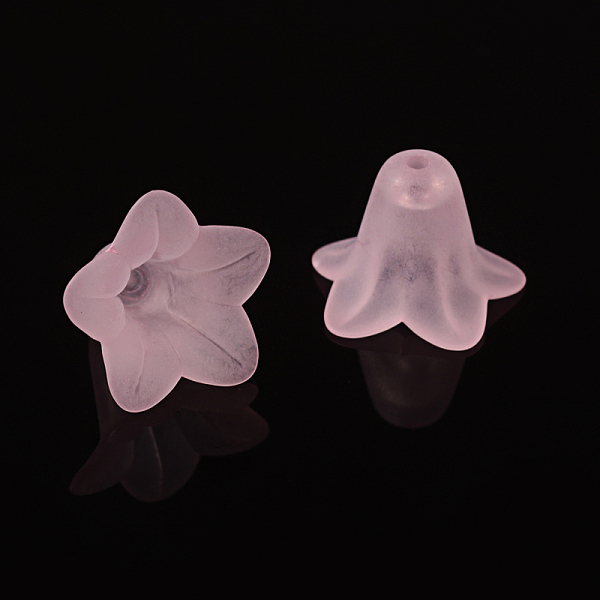 Pink Frosted Transparent Acrylic Flower Beads