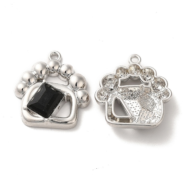 

PandaHall Alloy Pendant, with Glass, Platinum, Lead Free & Cadmium Free, Bag Charm, Black, 22x20x4.5mm, Hole: 1.5mm Alloy+Glass Bag Black