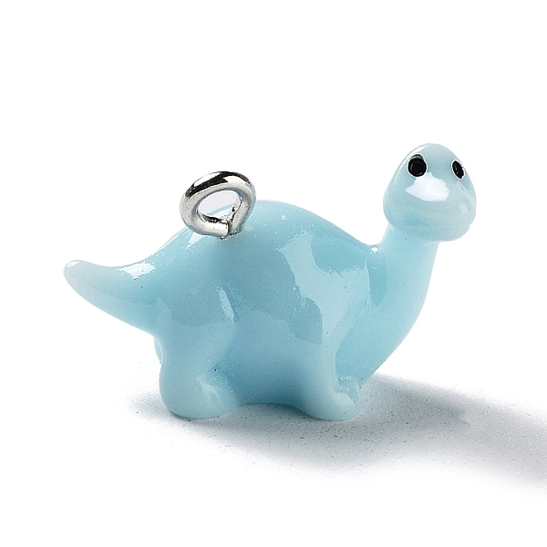 

PandaHall Opaque Resin Pendants, Dinosaur Charms with Platinum Plated Iron Loops, Sky Blue, 14x20.5x10mm, Hole: 1.6mm Iron+Resin Dinosaur