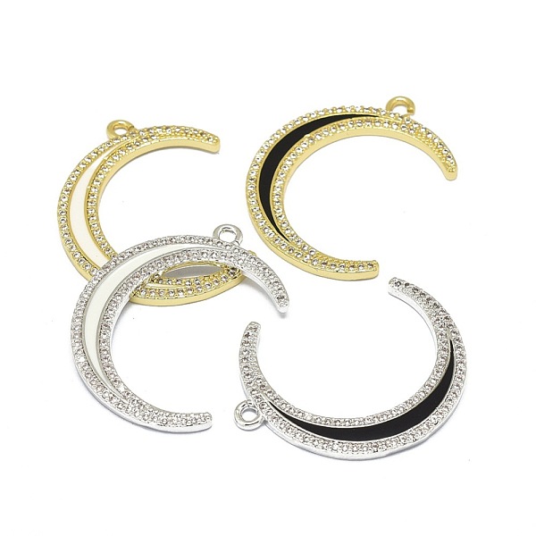 

PandaHall Alloy Micro Pave Cubic Zirconia Pendants, with Enamel, Long-Lasting Plated, Crescent, Mixed Color, 35.5~36x27x2mm, Hole: 2mm..., Multicolor