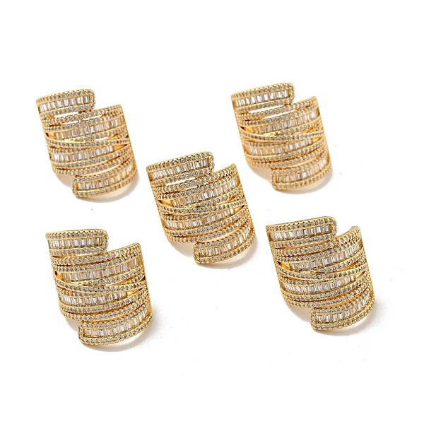

PandaHall Clear Cubic Zirconia Open Cuff Ring, Brass Wide Chunky Ring for Women, Cadmium Free & Nickel Free & Lead Free, Real 18K Gold...